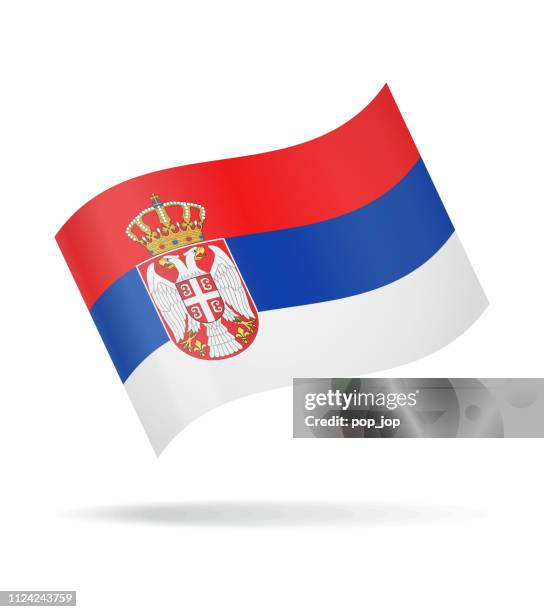 セルビア - ベクトルの旗の光沢のあるアイコンを振って - serbian flag点のイラスト素材／クリップアート素材／マンガ素材／アイコン素材