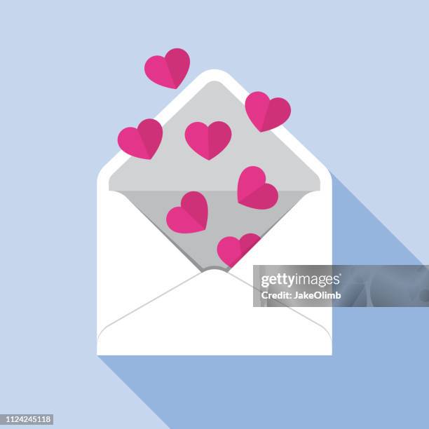 ilustrações, clipart, desenhos animados e ícones de ícone de envelope aberto de coração liso - letter