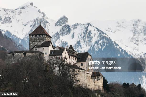 View of the Vaduz Castle on January 23, 2019 in Vaduz, Liechtenstein. 300 years ago the shire of Vaduz and the lordship of Schellenberg were united...