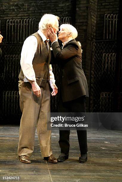 Paul Newman with wife Joanne Woodward takes his emotional final curtain call in "Our Town" on Broadway and is given a Birthday Salute send-off from...