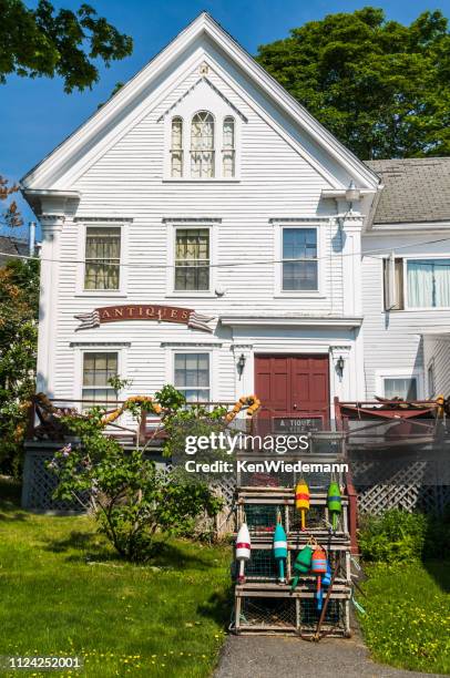 boothbay harbor antique shop - boothbay harbor stock pictures, royalty-free photos & images