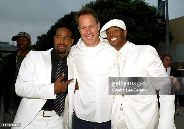 Shawn Wayans, Todd Garner and Marlon Wayans during "White Chicks" Los Angeles Premiere - White Carpet at Mann Village in Westwood, California, United...