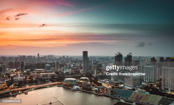 シンガポールのスカイライン空撮 - シンガポール市 ストックフォトと画像