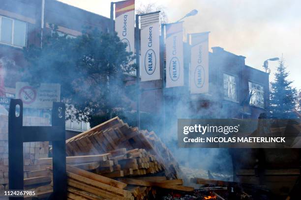 Illustration picture shows a wood fire, at a trade union post in front of the NLMK plant in Clabecq, Friday 01 February 2019. The management of the...