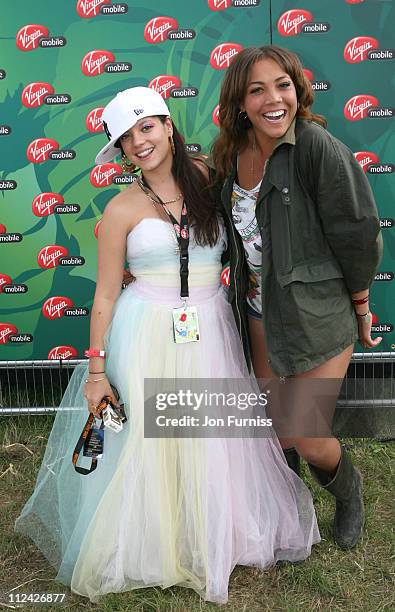 Lily Allen and Miquita Oliver in the Virgin Mobile Louder Lounge at the V Festival