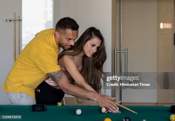 Indian Football player Robin Singh and his wife Lianne Texerira Singh pose during their profile shoot, at Radisson Blu, Hinjawadi, on February 11,...