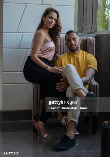 Indian Football player Robin Singh and his wife Lianne Texerira Singh pose during their profile shoot, at Radisson Blu, Hinjawadi, on February 11,...