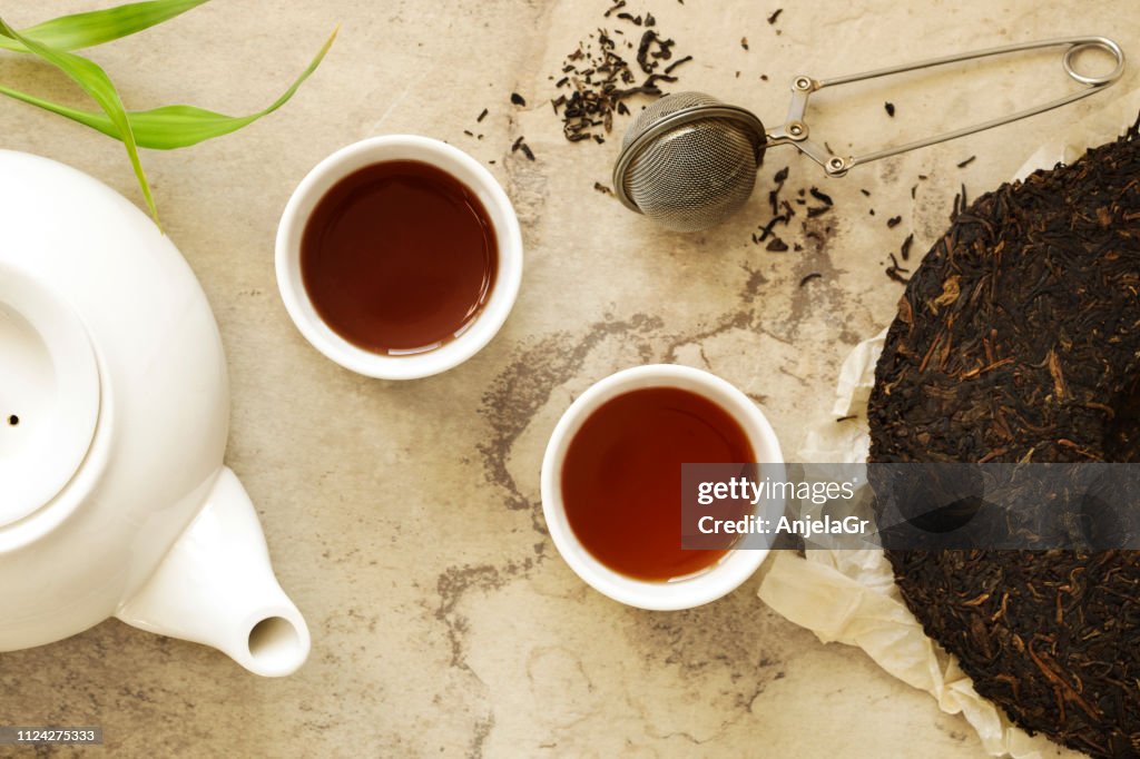 Chinese tea. Pu erh Puerh Tea Cake.