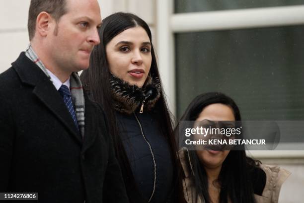 Emma Coronel Aispuro, wife of Joaquin 'El Chapo' Guzman leaves from the US Federal Courthouse after a verdict was announced at the trial for Joaquin...