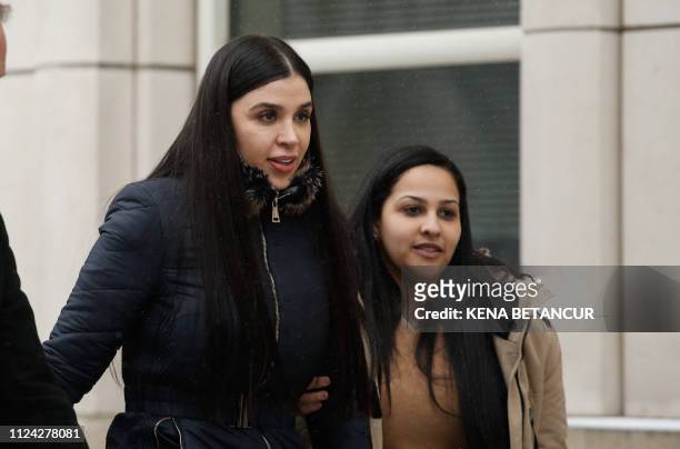 Emma Coronel Aispuro, wife of Joaquin 'El Chapo' Guzman leaves from the US Federal Courthouse after a verdict was announced at the trial for Joaquin...