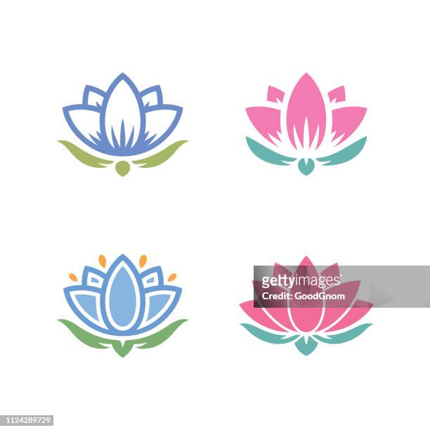 stockillustraties, clipart, cartoons en iconen met lotus pictogramserie - water lily