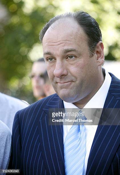 James Gandolfini during "The Sopranos" On Location in New York City - August 21, 2006 at St Rita's Church in New York City, Queens, United States.
