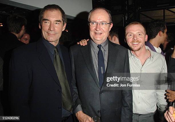 Timothy Dalton, Jim Broadbent and Simon Pegg during "Hot Fuzz" - UK Film Premiere - After Party at Sound in London, Great Britain.