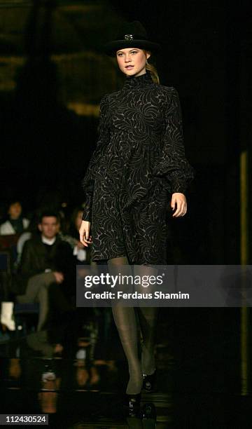 Model wearing Biba Fall/Winter 2007 during London Fashion Week Fall/Winter 2007 - Biba - Runway at Freemason's Hall in London, United Kingdom.