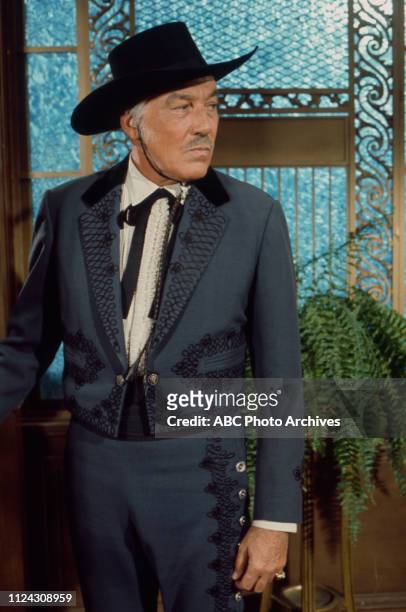 Cesar Romero appearing in the Walt Disney Television via Getty Images series 'Alias Smith and Jones'.