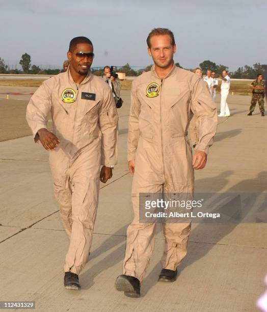 Jamie Foxx and Josh Lucas during "Stealth" San Diego Premiere - Arrivals at Coronado Naval Air Station North Island in Coronado Island, San Diego,...