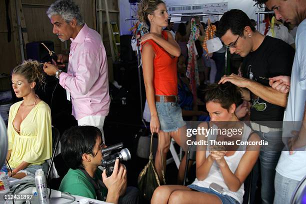 Marisa Miller and Ric Pipino backstage at Sais by Rosa Cha