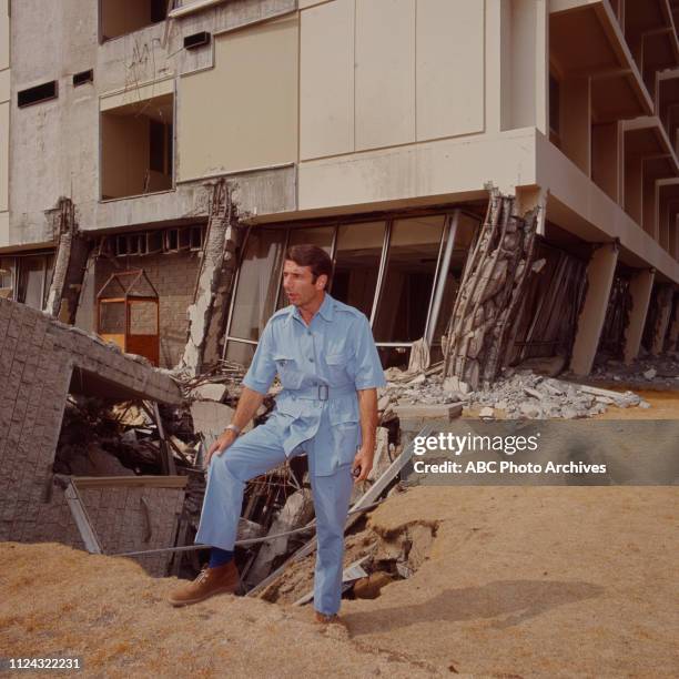 Los Angeles, CA Jules Bergman covering earthquake damage at the Olive View Medical Center from the Sylmar Earthquake / 1971 San Fernando, in the Walt...