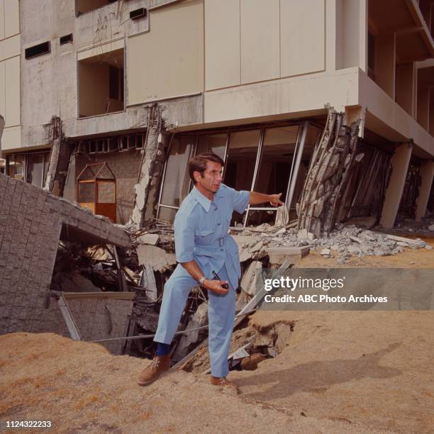 Los Angeles, CA Jules Bergman covering earthquake damage at the Olive View Medical Center from the Sylmar Earthquake / 1971 San Fernando, in the Walt...