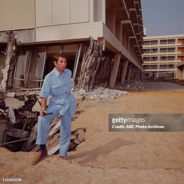 Los Angeles, CA Jules Bergman covering earthquake damage at the Olive View Medical Center from the Sylmar Earthquake / 1971 San Fernando, in the Walt...
