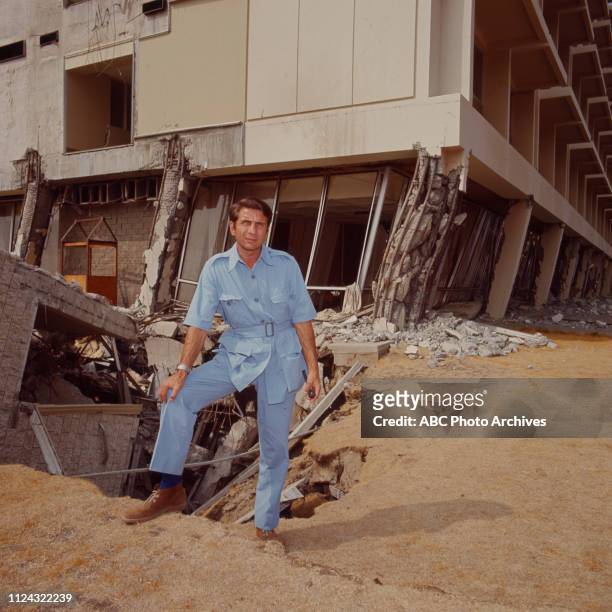 Los Angeles, CA Jules Bergman covering earthquake damage at the Olive View Medical Center from the Sylmar Earthquake / 1971 San Fernando, in the Walt...