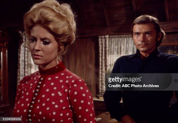 Meredith MacRae, Pete Duel appearing in the Disney General Entertainment Content via Getty Images tv series 'Alias Smith and Jones'.