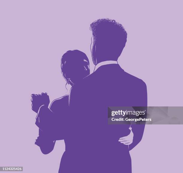 bride and bridegroom wedding first dance - wedding dance stock illustrations