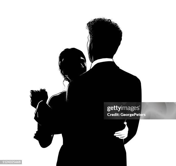 bride and bridegroom wedding first dance - wedding first dance stock illustrations