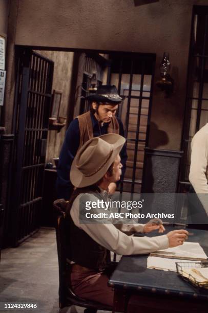 Pete Duel, Dick Cavett appearing in the Disney General Entertainment Content via Getty Images series 'Alias Smith and Jones' episode '21 Days to...
