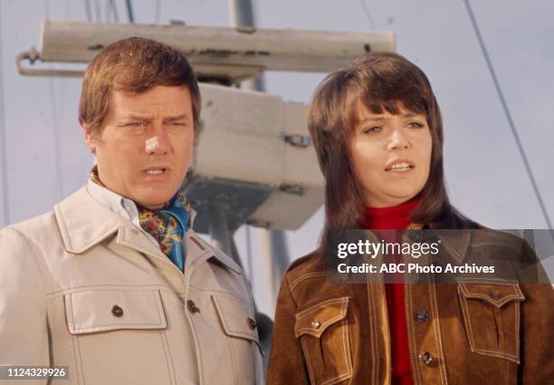 Larry Hagman, Barbara Feldon appearing in the Disney General Entertainment Content via Getty Images tv movie 'Getting Away from It All'.