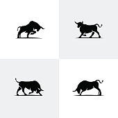 Set of black bull icons