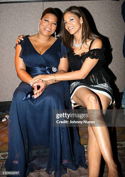 Queen Latifah and Tracy Mourning during 2007 NBA All-Star in Las Vegas - NBA Wives "Behind the Bench" Touching A Life Gala at Premiere Ballroom MGM...