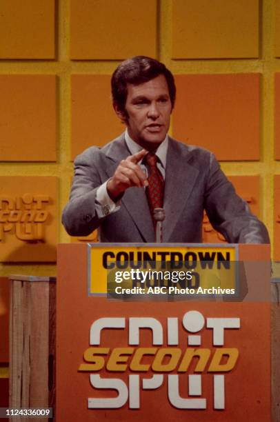 Tom Kennedy hosting on the Walt Disney Television via Getty Images game show 'Split Second'.