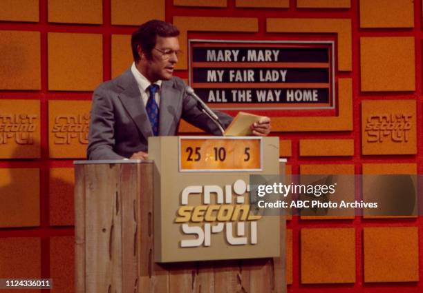 Tom Kennedy hosting on the Walt Disney Television via Getty Images game show 'Split Second'.