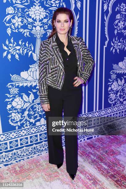 Debra Messing attends the Naeem Khan front row during New York Fashion Week: The Shows at Gallery I at Spring Studios on February 12, 2019 in New...