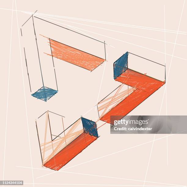 penrose triangle - sensory perception stock illustrations