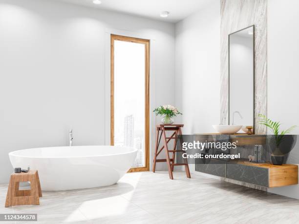 moderno cuarto de baño - domestic bathroom fotografías e imágenes de stock