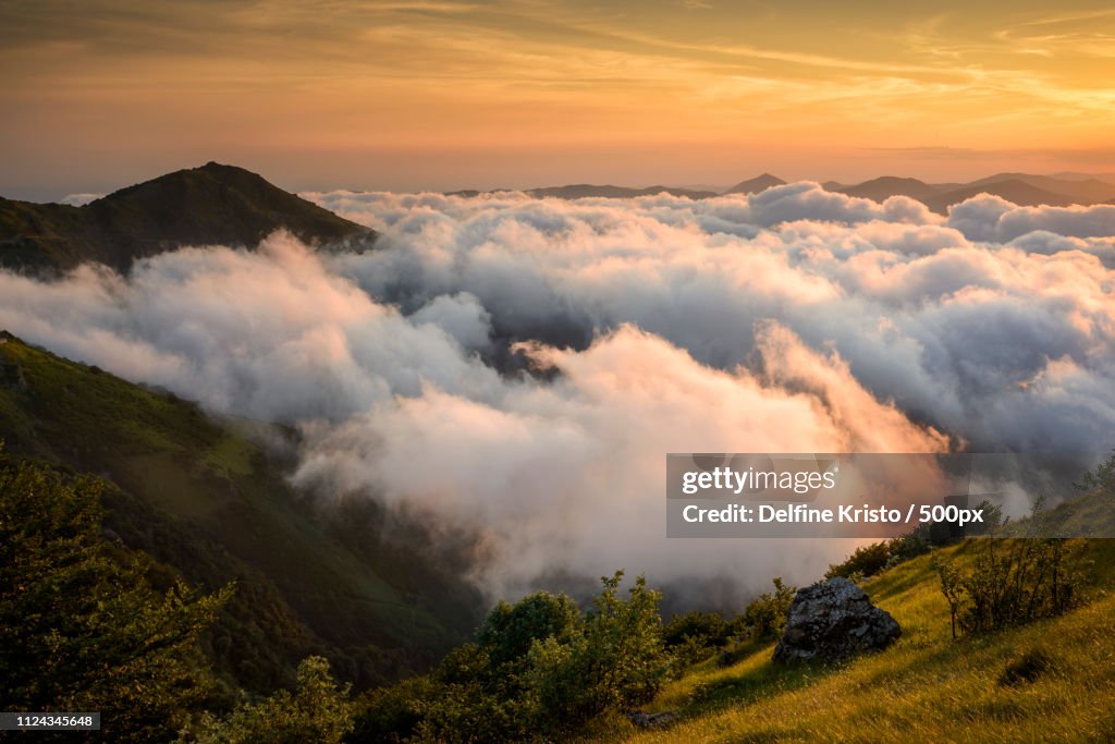 Lights Game And Colors Between Clouds And Mountain
