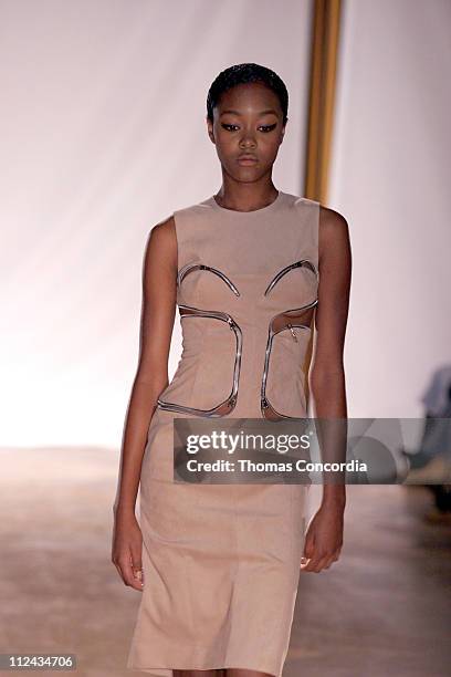 Gerren Taylor wearing Benjamin Cho Fall 2004 during Olympus Fashion Week Fall 2004 - Benjamin Cho - Runway at The Maritime Hotel in New York City,...