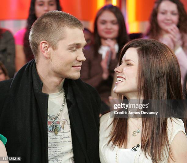 Chad Michael Murray and Sophia Bush during The Cast of "One Tree Hill" Visits MTV's "TRL" - January 25, 2005 at MTV Studios, Times Square in New York...