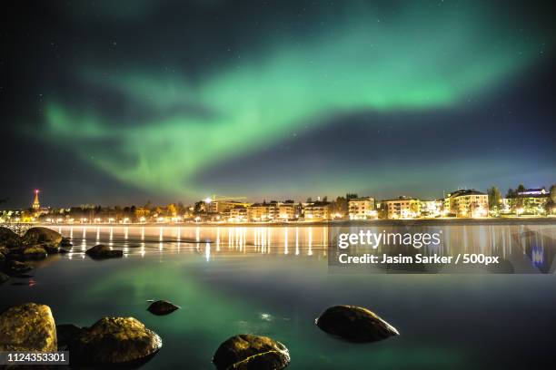 city at night - rovaniemi stock pictures, royalty-free photos & images