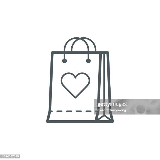 shopping bag with heart icon - pixel perfect stock illustrations