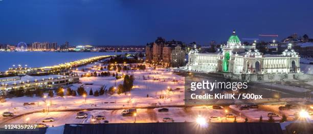 panorama of kazan on the kazanka river view from the kazan kremlin in winter 3 - kazan stock pictures, royalty-free photos & images