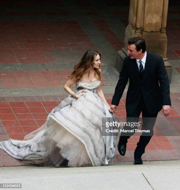 Actress Sarah Jessica Parker and actor Chris Noth sighting in Central Park on March 7, 2008 in New York City.