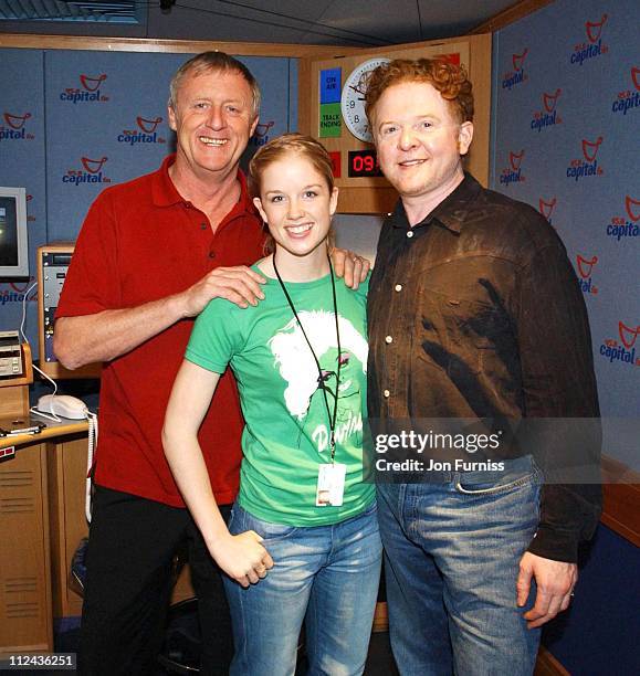 Chris Tarrant, Becky Jago and Mick Hucknall during Mick Hucknall Celebrates The Opening Of The New Capital FM Studio at Leicester Square in London,...