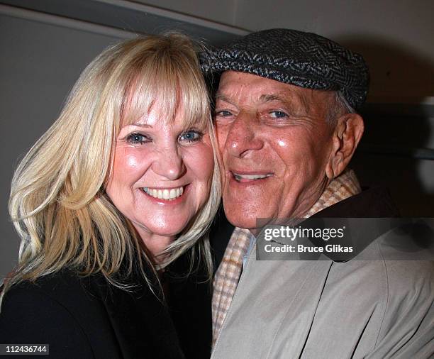 *Exclusive Coverage* Actor Jack Klugman and his new wife Peggy Crosby pose backstage at The David Mamet Comedy "November" at The Barrymore Theater on...