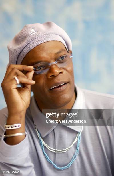 Samuel L. Jackson during "S.W.A.T." Press Conference with Colin Farrell, Samuel L. Jackson and Michelle Rodriguez at The Four Seasons Hotel in...