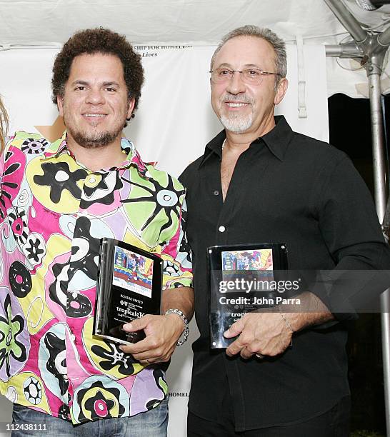Romero Britto and Emilio Estefan during Tropical 5K Benefiting Community Partnership For Homeless - May 12, 2006 at Star Island in Miami Beach,...