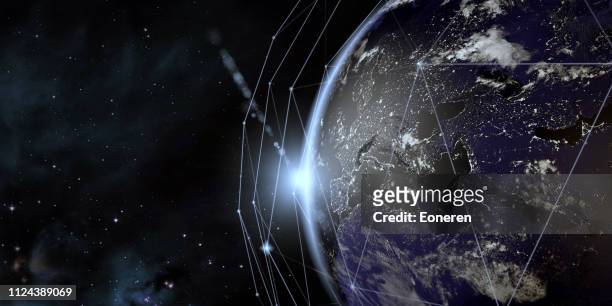 從空間看全球通信網 - 從衛星觀看 個照片及圖片檔
