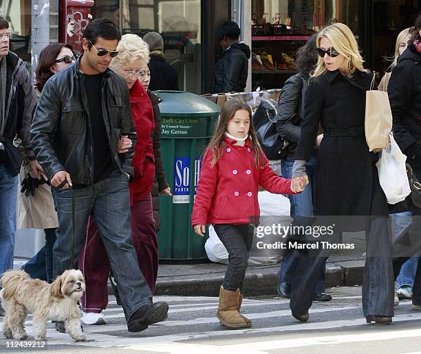 Television personality Kelly Ripa and husband actor Mark Consuelos sighting walking in SOHO with their daughter Lola on March 30, 2008 in New York...